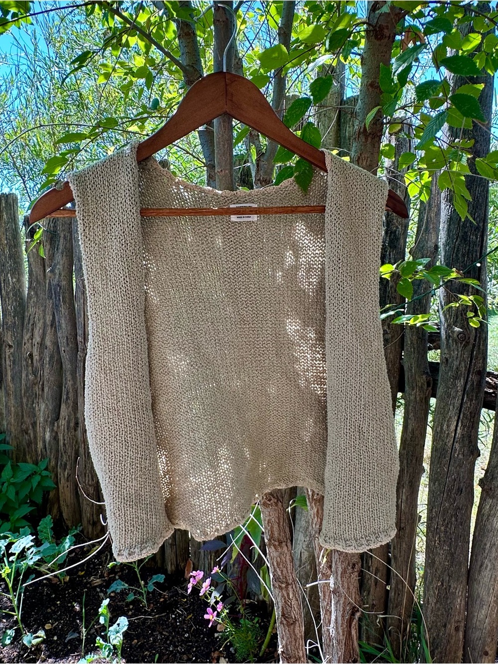 Knit Open Front Cream Sweater Vest